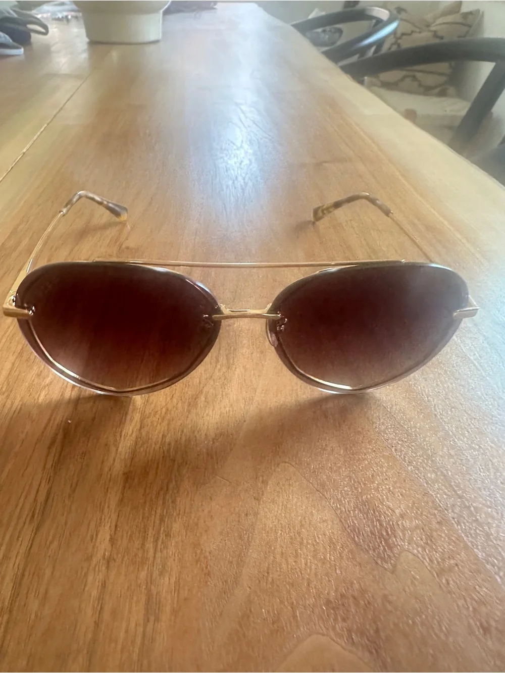 Diff Eyewear Women's Sunglasses Gold Frame with Brown Gradient Lenses